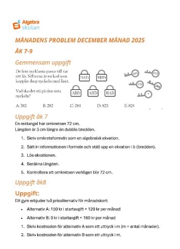 Månadens problem - Problemlösning som rutin